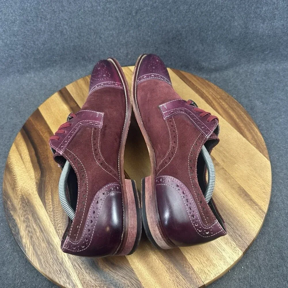 Brian Dales Mens Red Suede Oxford Derbys Shoes Made in Italy Sz 45 US 12